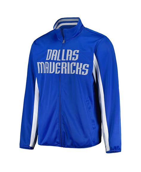 G Iii Sports By Carl Banks Mens Blue Dallas Mavericks Contender Wordmark Full Zip Track Jacket