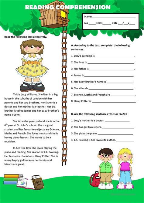 English Comprehension Worksheets For Class 2 9 Best Images Of 2nd