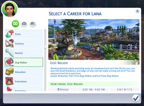 Sims 4 job and career mods (2020) — snootysims. Lana CC Finds - midnitetech: Full & Part Time Dog Walking Career... | Симс, Симс 4, Карьера