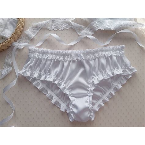 White Silk Ruffled Panties Handmade Silk Knickers Women Etsy