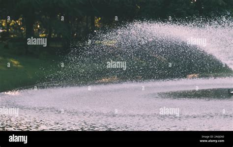 Realistic Water Fountain Fountains With Water Jets In Public Park