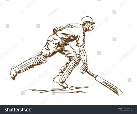 Cricket Batsman Finishing Line In Vector Sketch In 2021 Vector Sketch