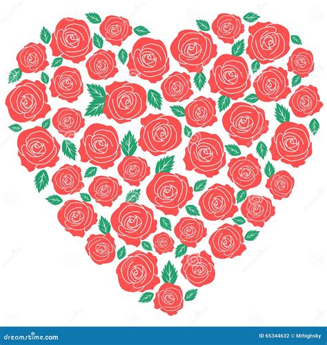 Red Roses Heart Design Stock Vector Illustration Of Floral 65344632
