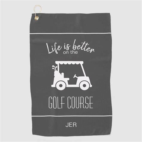 Modern Gray Golfer Golf Course Quote Monogrammed Golf Towel Zazzle
