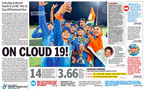 Icc U19 World Cup How The Indian Press Reacted To India Winning Fourth