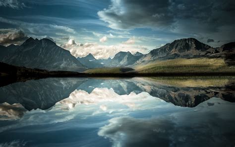 Nature Landscape Lake Reflection Calm Mountain Clouds Water