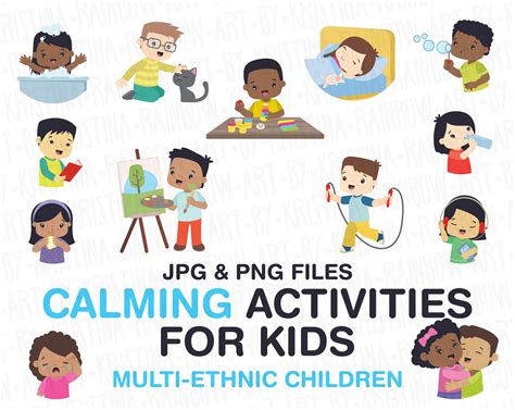 Multi Ethnic Children Calming Activities Clip Art Calm Down Etsy