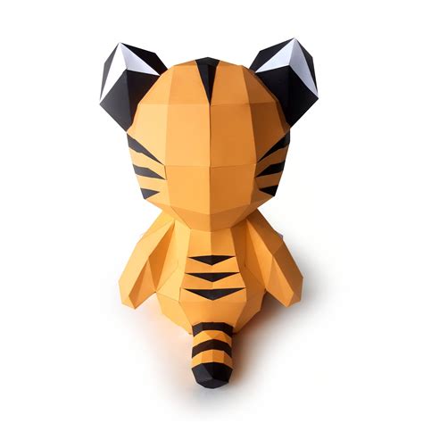 Tiger Papercraft 3d Printed Cute Tiger New Year 2022 Diy Etsy Canada
