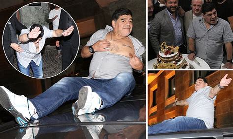 Diego Maradona Gets Topless On Car During Napoli Ceremony Daily Mail Online