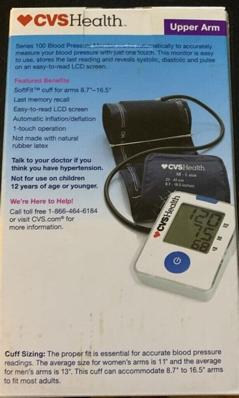 Blood Pressure Monitor Cvs Series 100 Softfit Cuff For Upper Arm New In