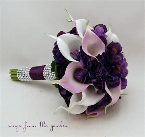 Calla Lily Hydrangea Bridesmaid Bouquet Lavender White Purple Real
