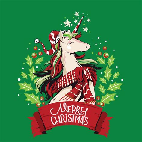 Santa Unicorn Merry Christmas 686764 Vector Art At Vecteezy
