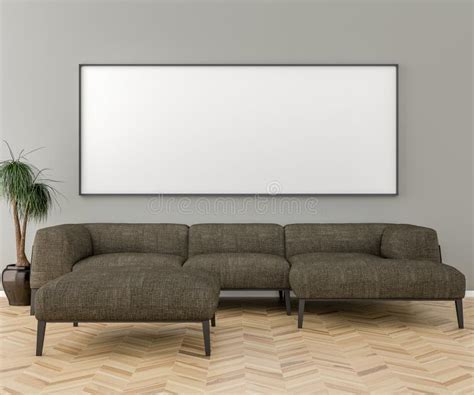 Blank Picture Frame On The Wall In The Living Room Stock Illustration