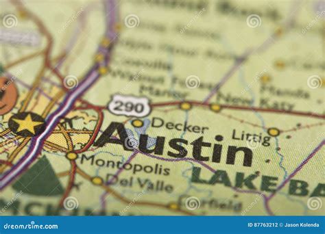 Austin Texas On Map Stock Photo Image Of Atlas City 87763212