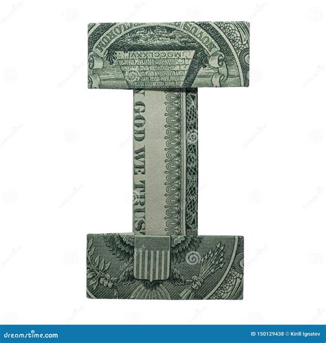 Money Origami Letter I Character Real One Dollar Bill Isolated On White