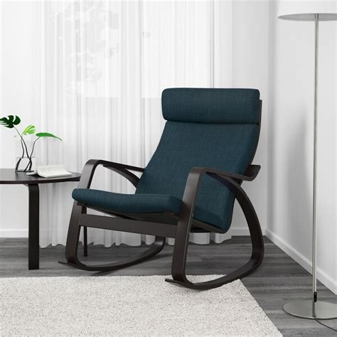 Pair ikea arvika leather scandinavian mcm mid century modern swivel lounge chair. POÄNG Rocking-chair - black-brown, Hillared dark blue - IKEA