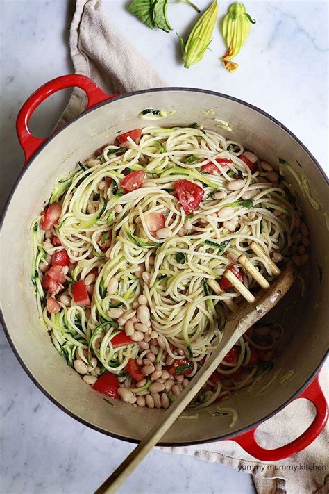 Zoodles Zucchini Noodles With White Beans And Tomatoes Recipe