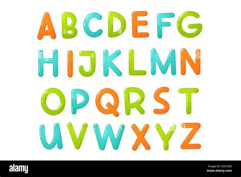 Colorful Children Font Glossy Kids Alphabet In Cartoon Style Vector