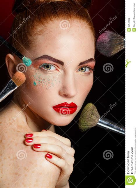 Beautiful Fashion Girl S Face. Makeup. Make-up and Manicure. Nail ...