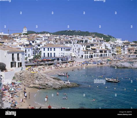 Spanien Costa Brava Calella De Palafrugell Lokale Ansicht Strand Meer Mittelmeer K Ste