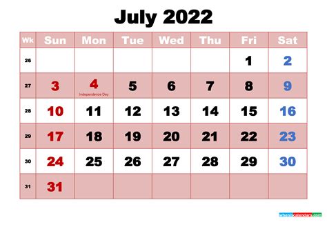 july  desktop calendar high resolution