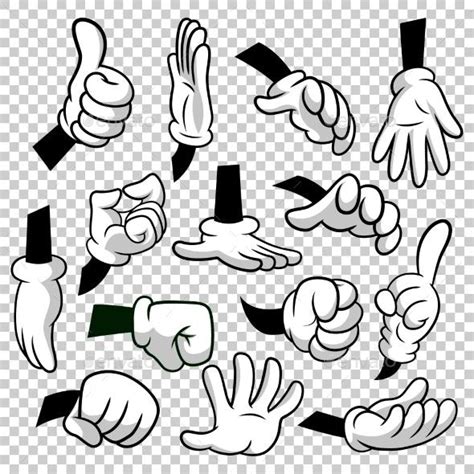Cartoon Hands With Gloves Icon Set Isolated In 2020 Cartoon Style