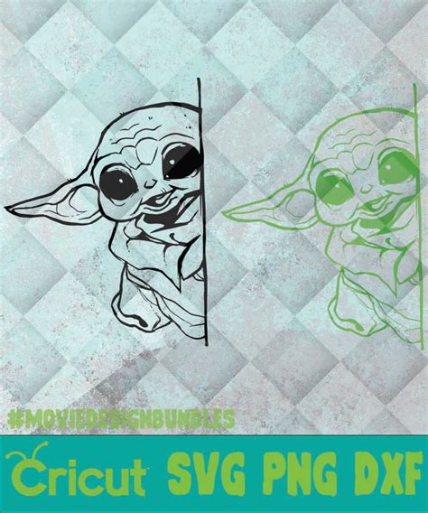 Baby Yoda Hiding Svg Png Dxf Clipart For Cricut Movie Design Bundles