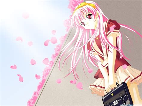 Cherry Blossoms Pink Hair Seifuku Pink Eyes Anime Girls