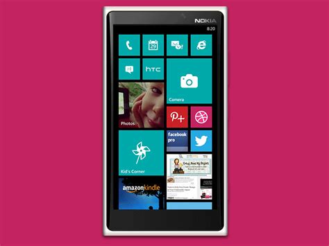 The Nokia Lumia Windows Phone Is Displayed On A Pink Background