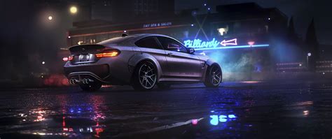 Download 2560x1080 Bmw Side View Water Drops Night Sport Cars