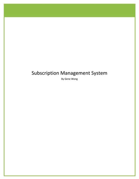 Subscription Management System Pdf