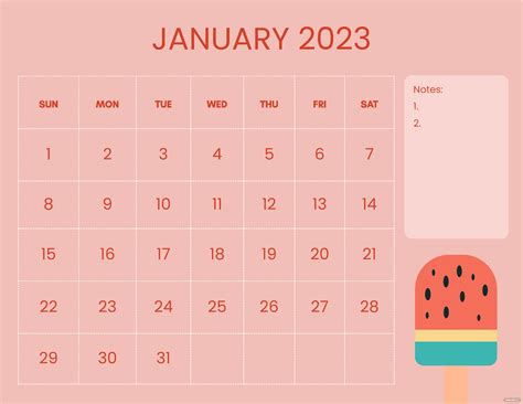 Printable January 2023 Calendar Template In Psd Illustrator Word