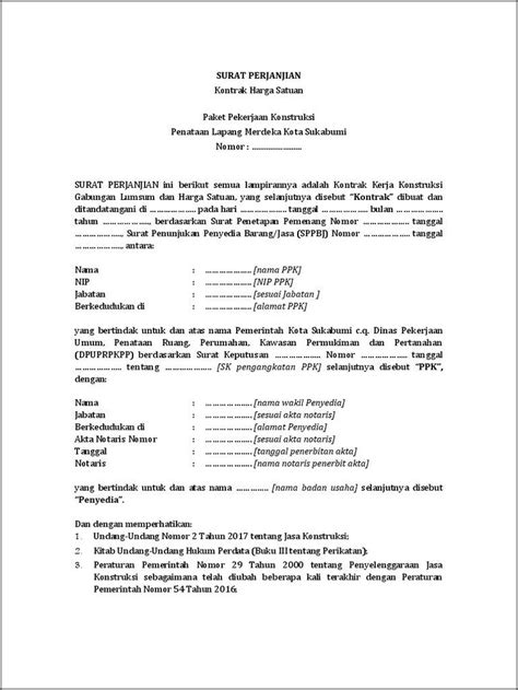 Contoh Surat Perjanjian Kontrak Pekerjaan Konstruksi Kumpulan Surat Riset