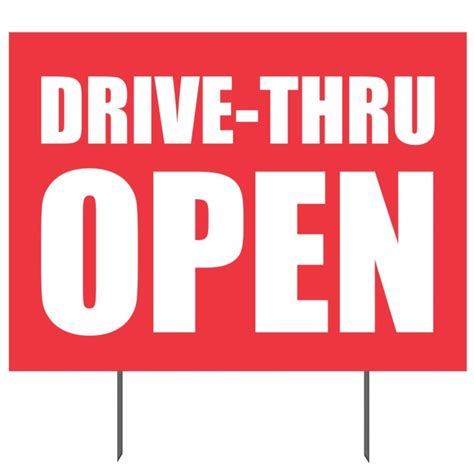 Drive Thru Open Double Sided Yard Sign 17x23 In Plum Grove
