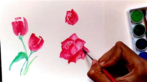 Easy Tutorial How To Paint Roses Using Watercolor For Beginners Youtube
