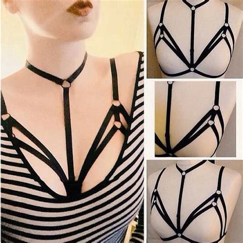 Feitong Sexy Tops Women Strappy Bra Sexy Black Crop Tops Women Lady Harness Elastic Caged Bra