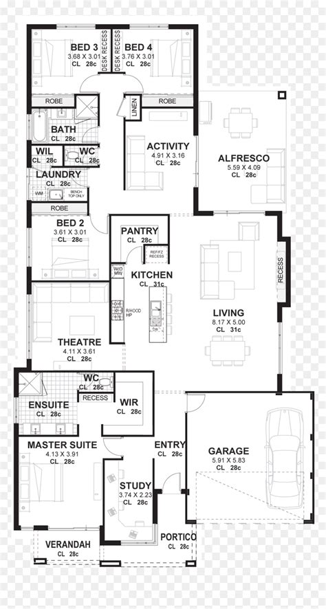 4 Bedroom Floor Plan With Dimensions Garage And Bedroom Image