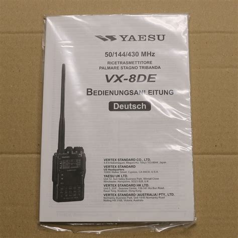 Yaesu Vx 8de Bedienungsanleitung