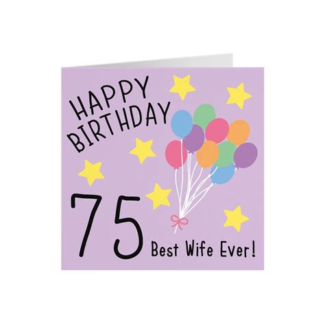 Wife 75th Birthday Card Happy Birthday 75 Best Wife Ever Etsy Singapore
