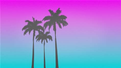 Palm Trees With Purple And Blue Background Hd Vaporwave Wallpapers Hd