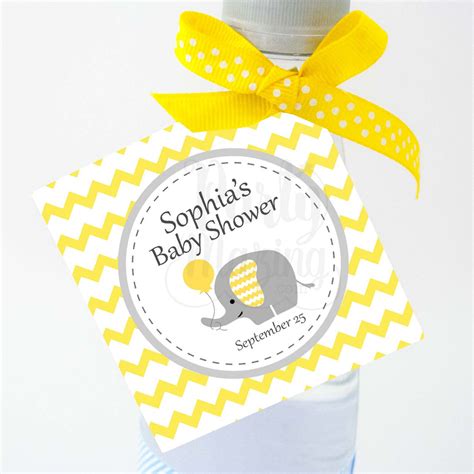 Just click or tap on the each thumbnail one by one and save or print the bigger image. Printable Elephant Stickers, Yellow Baby Shower Labels | Elephant Gift Tags | Elephant Baby ...