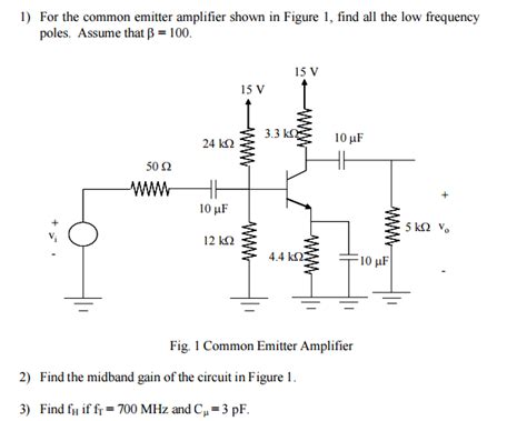 Solved For The Common Emitter Amplifier Shown In Figure 1