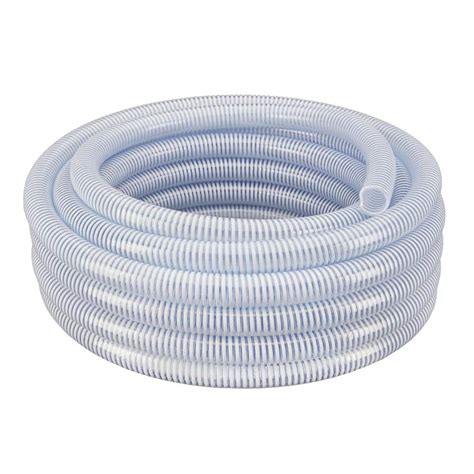 Hydromaxx 1 1 2 In Dia X 25 Ft Clear Flexible Pvc Suction And Discharge Hose With White
