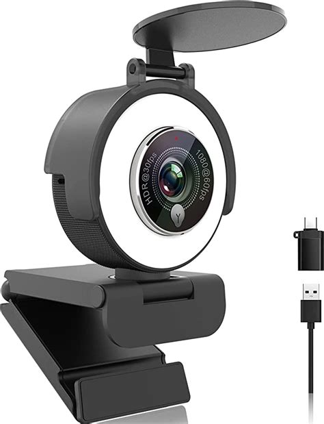 Angetube 1080p Webcam Avec Ring Light Pour Streaming Caméra Web Usb 60fps Avec Microphone