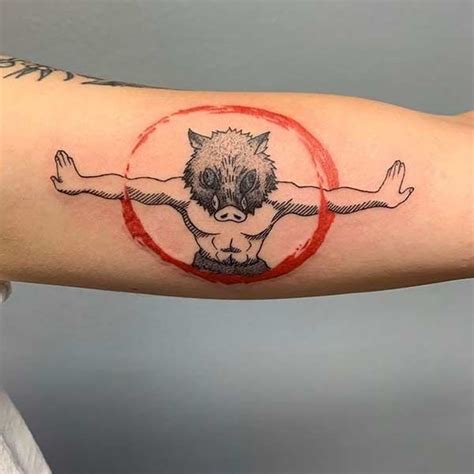 A Mans Arm With A Drawing Of An Animal On It And A Circle Around The Arm