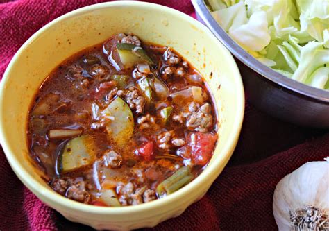 This low carb soup features ground beef, deliciously tender cabbage, and tomatoes. Low Carb Keto Unstuffed Cabbage Soup - Splash of Keto