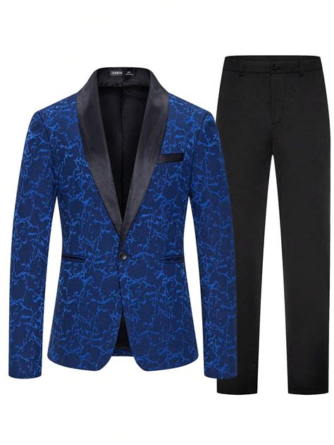 Manfinity Aftrdrk Mens Patchwork Lapel Single Breasted Suit With Pants Shein Usa