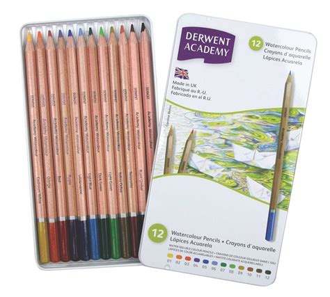 Derwent Academy Watercolour Pencils Set Of 12 Coloured Pencils