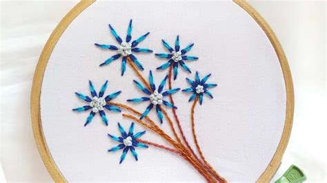 Hand Embroidery Of Double Shade Lazy Daisy Flowers In A Different Way