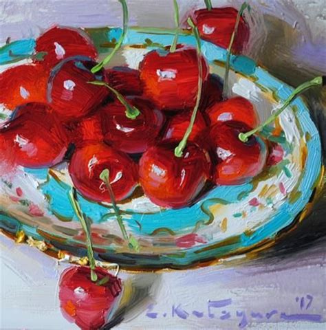 Daily Paintworks Charming Cherries Original Fine Art For Sale